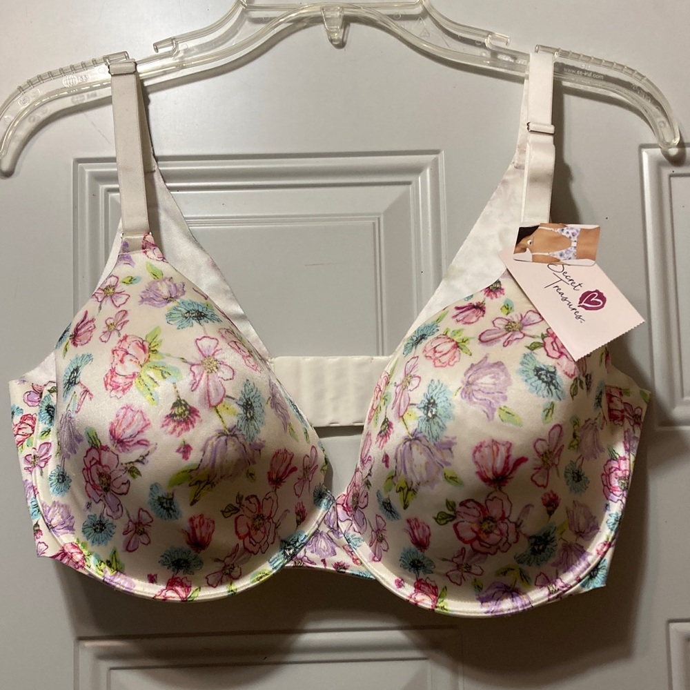 Floral Underwire‎ Bra - White/Pastel 38DD NWT
